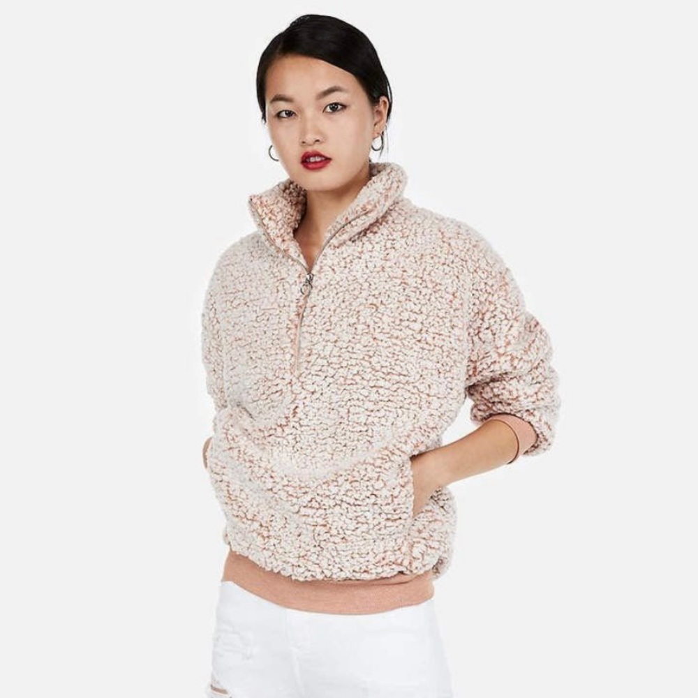 Express One Eleven Sherpa Quarter Zip Sweatshirt